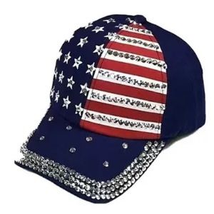 COPY - Women’s Blue Patriotic Bling Strap Back Adjustable studded Baseball Cap …